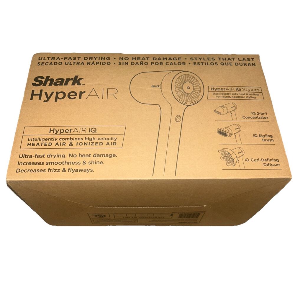 Shark HD120BRN 31 Blow Dryer HyperAIR Fast-Drying with IQ 2-in-1 NEW See Note